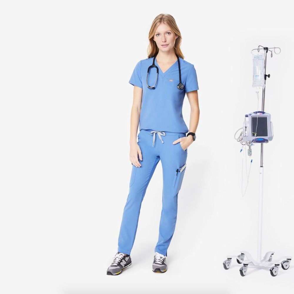 Figs Yola Skinny Scrub Pants in 'Ceil Blue'